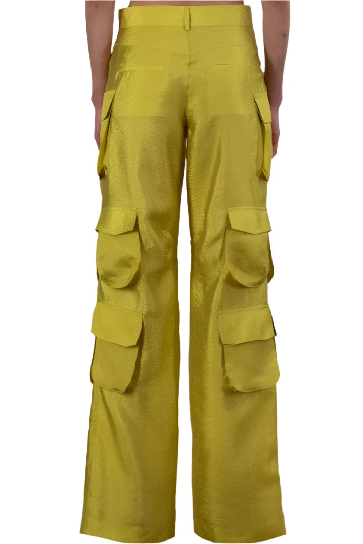 Lime long cargo pants with pockets