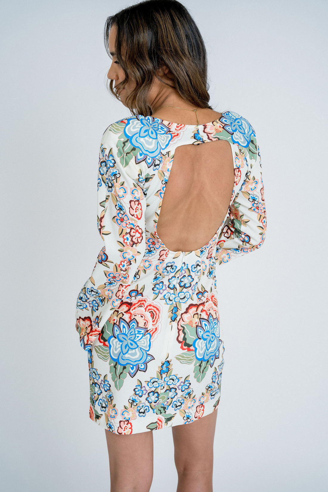 Coreopsis Floral open dress with long sleeves- PRE ORDER