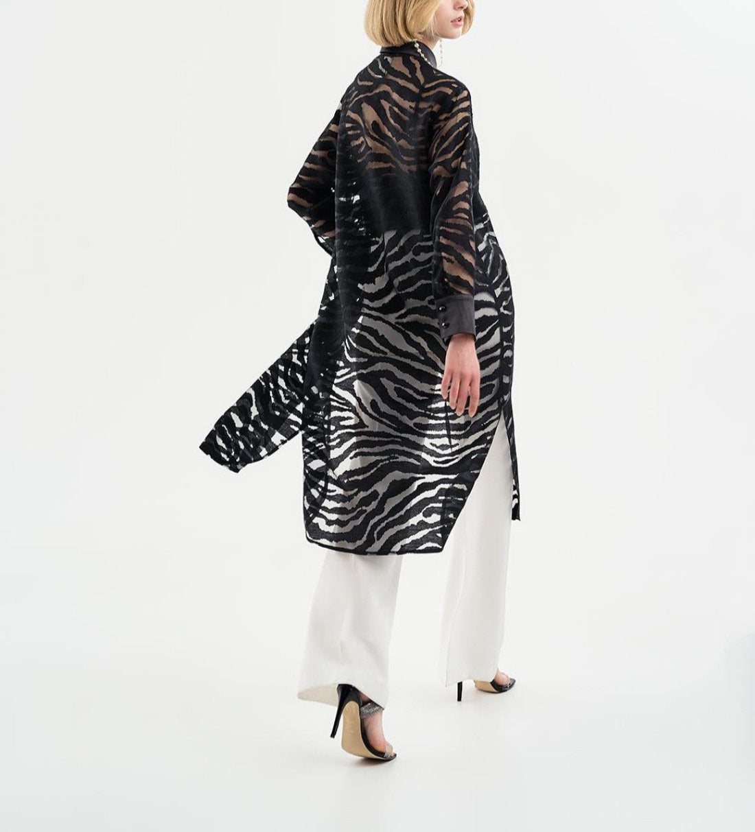 Nigella mesh zebra print shirt dress