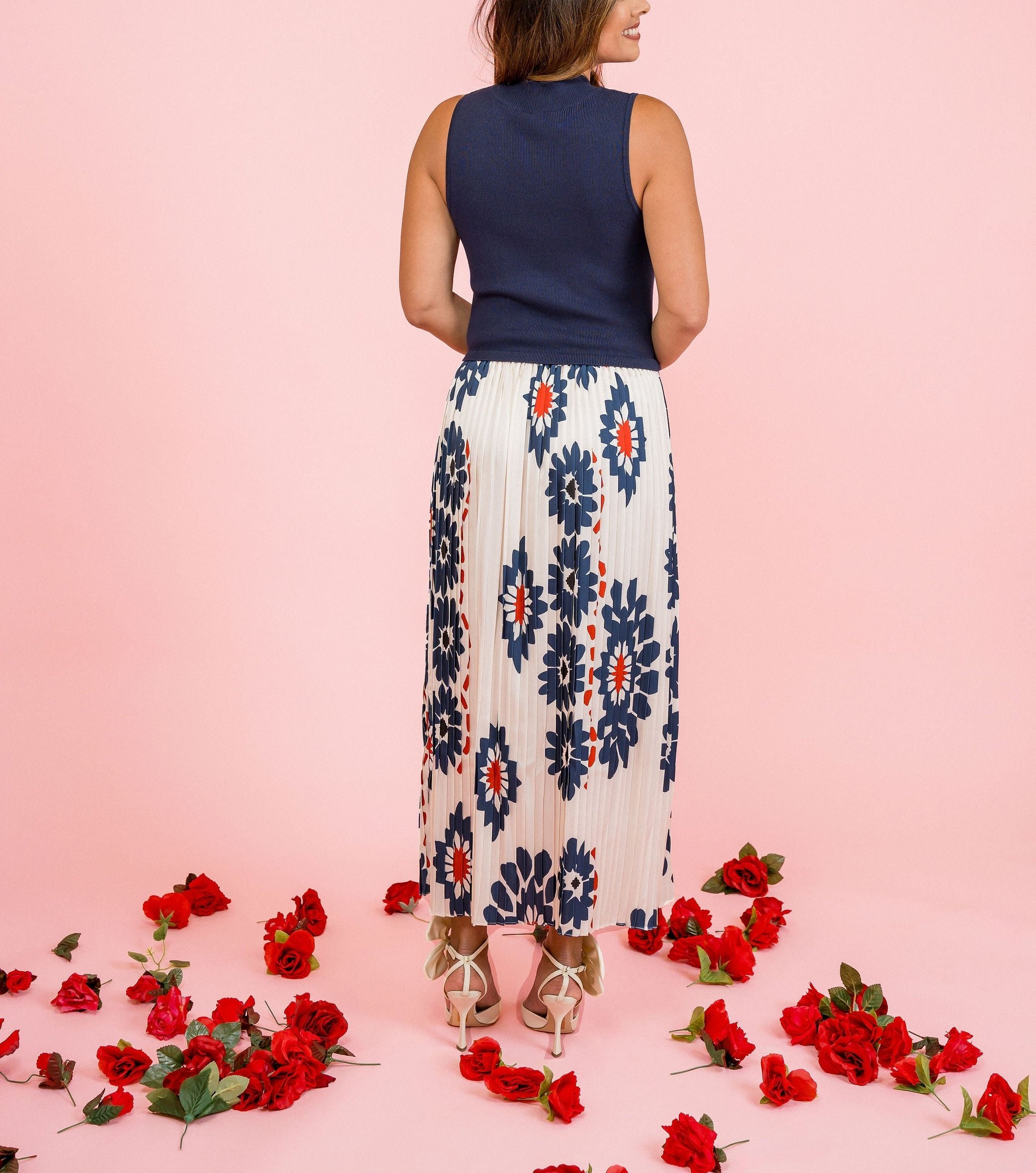 Wisteria pleated midi dress