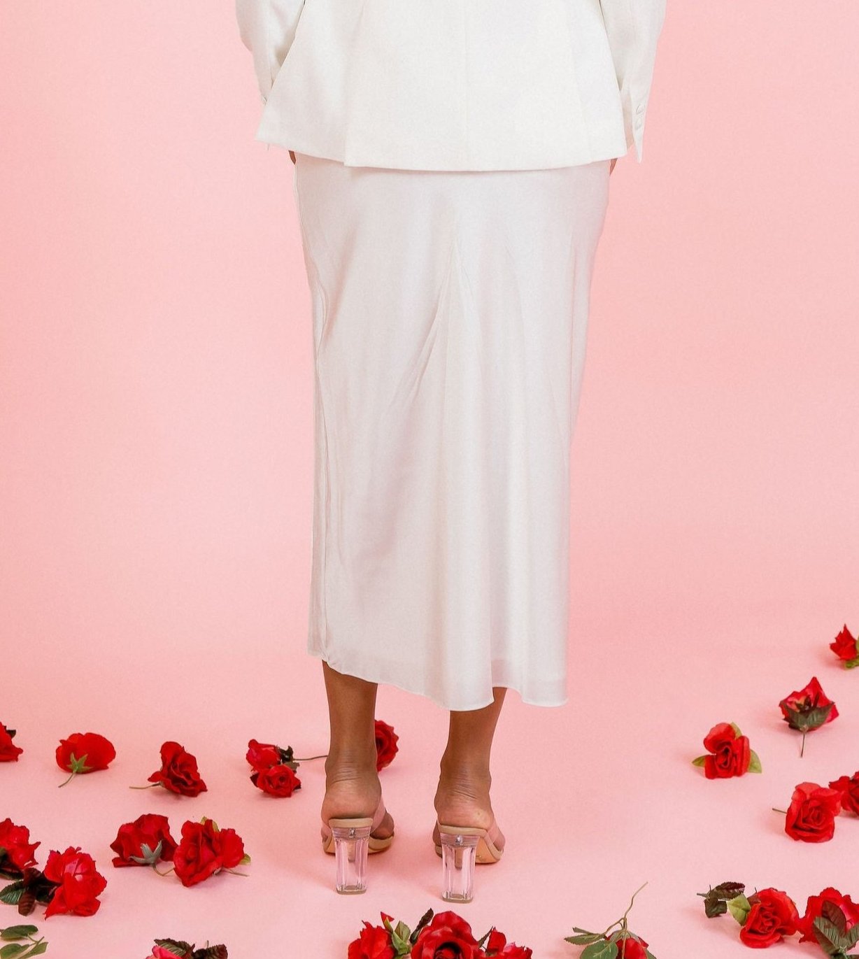 Snowdrops white satin skirt