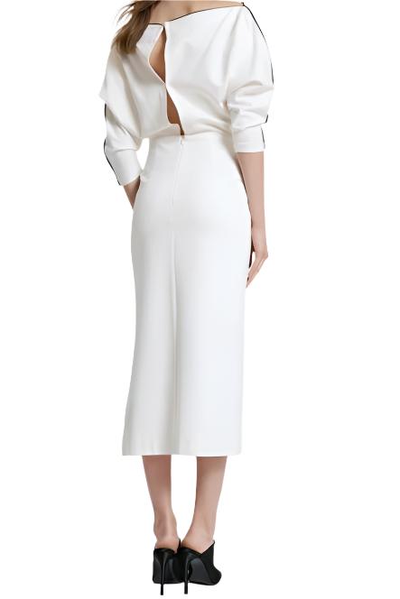 3/4 piping lines sleeve pencil dress