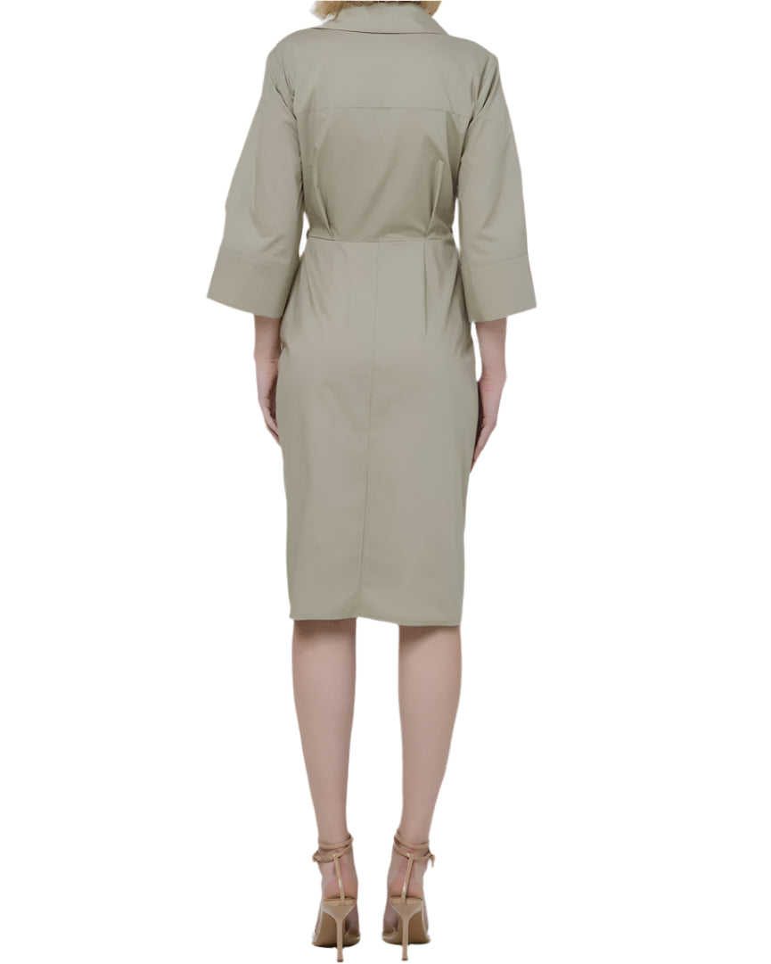 Olive Wrap dress with pleats