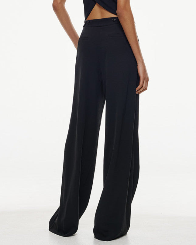 Wide-leg pants designed with elegant front pleats for a flattering silhouette