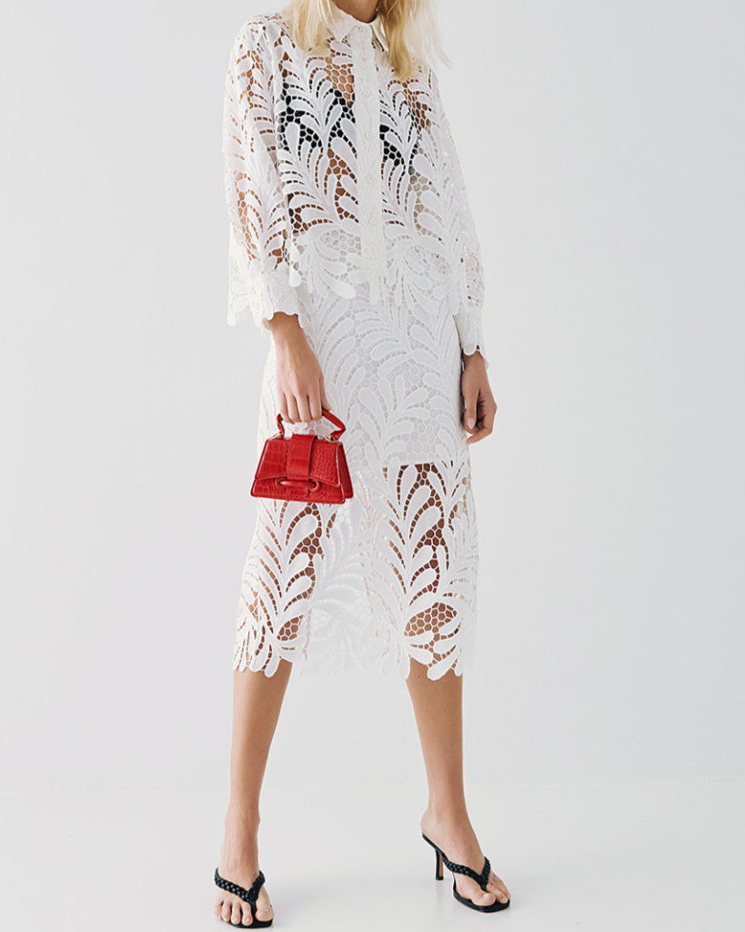 Broderie cropped shirt & skirt Set