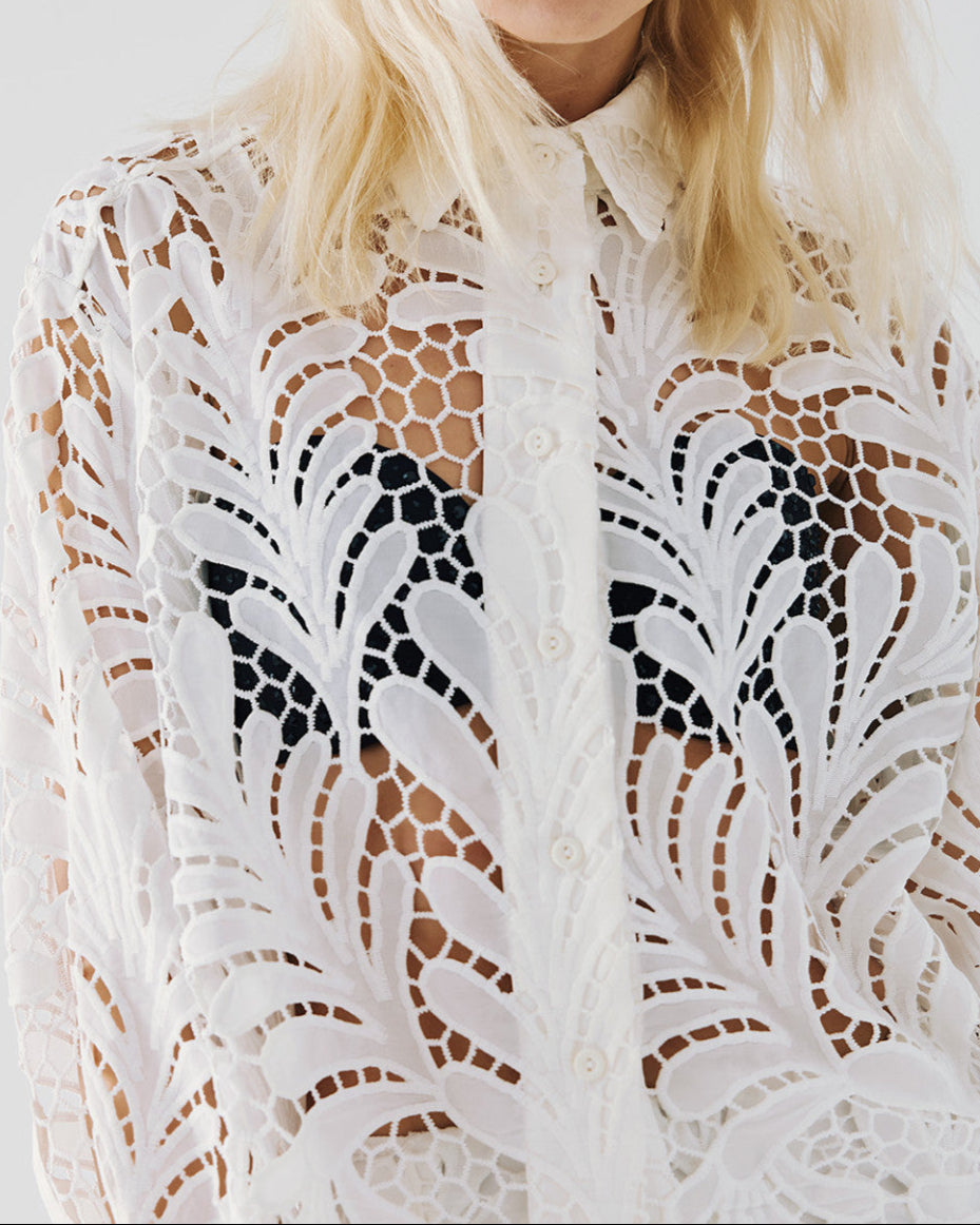 Broderie cropped shirt & skirt Set