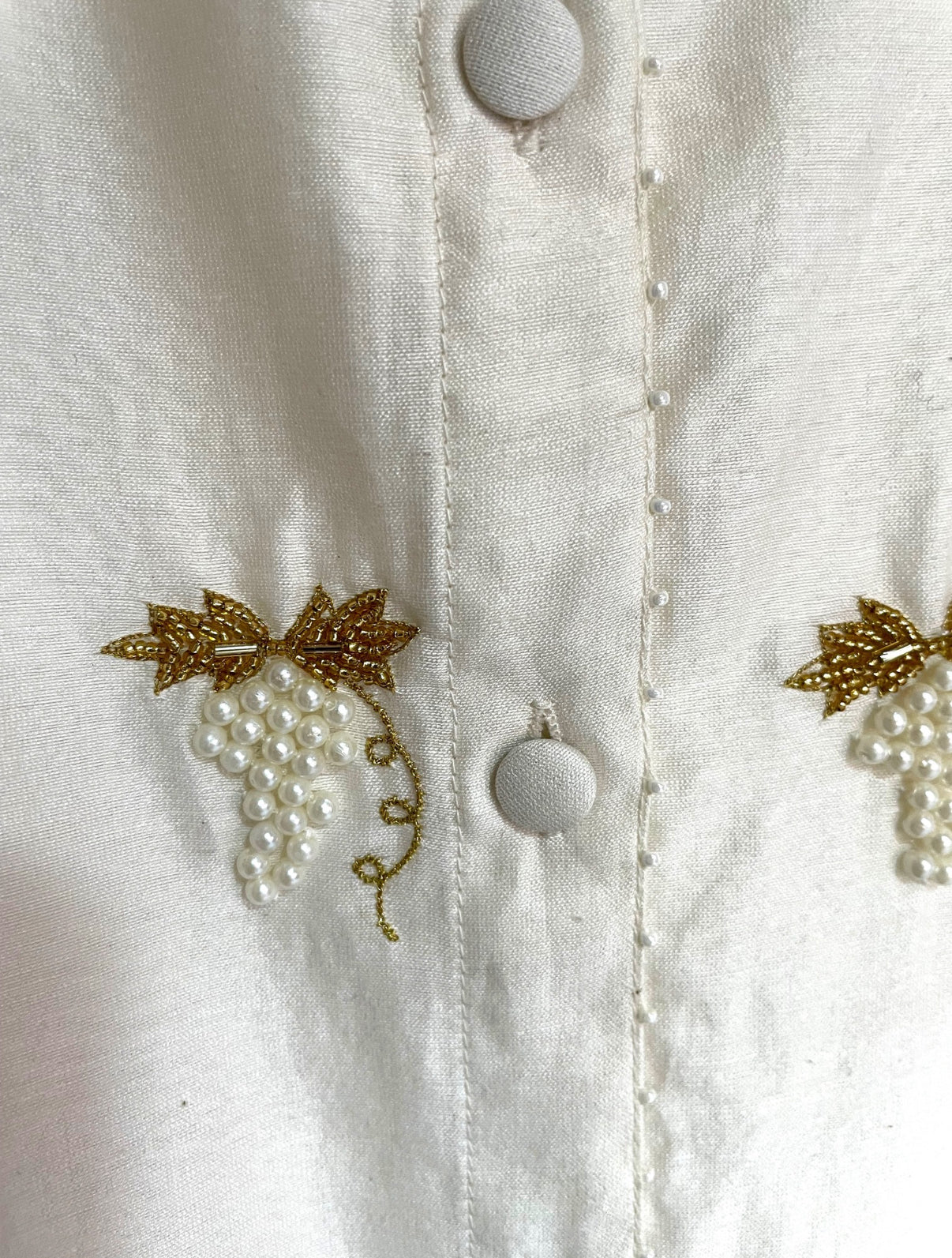 Embroidery Creamy Gold Grape Dress