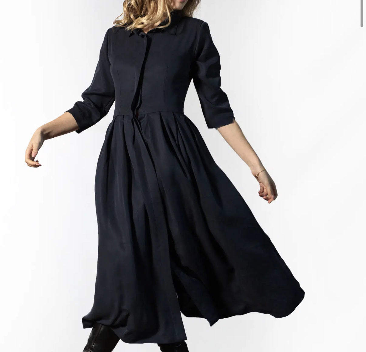 Embroidery Creamy Gold Grape Dress