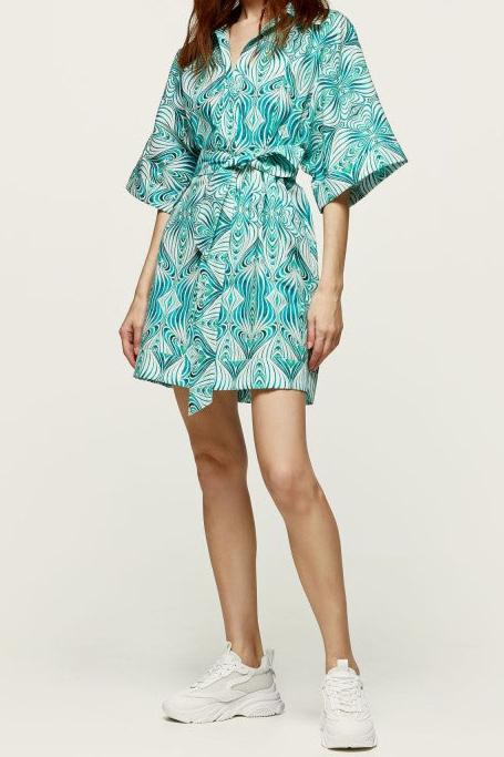 Printed Shirt Dress with belt