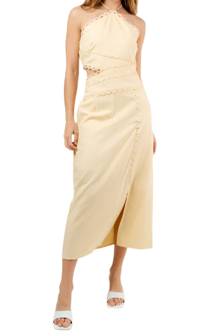 Sunlit Lace Halter Dress Maxi Dress